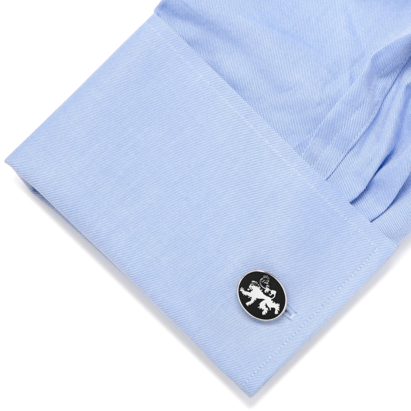 Lannister cufflinks on shirt cuff, officially licensed GoT fan gift