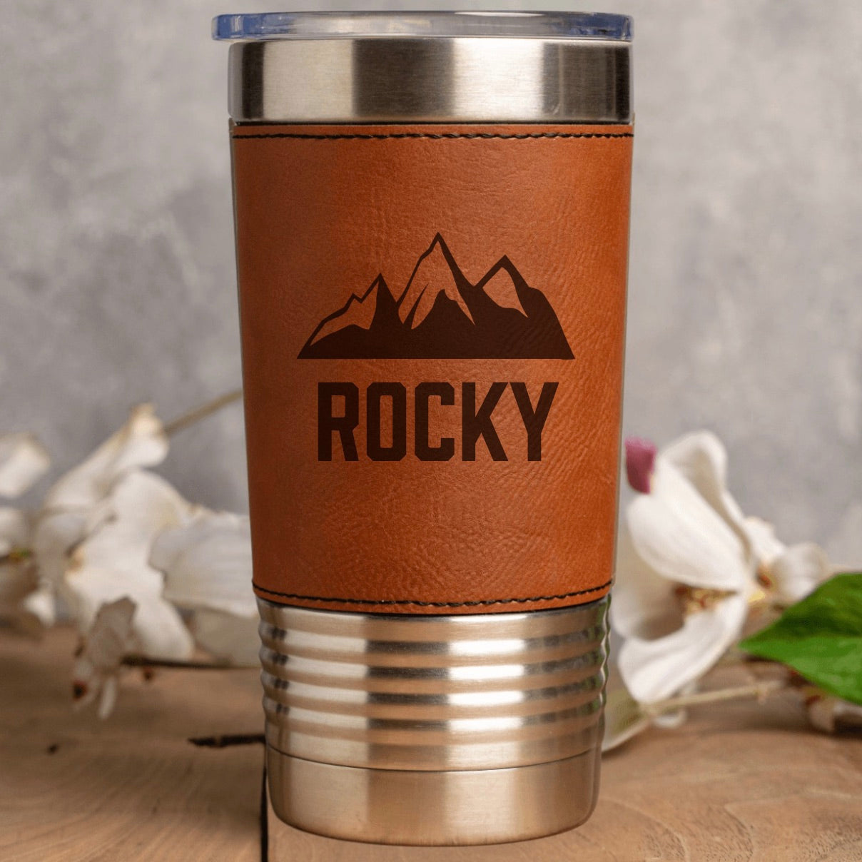 Engraved Leather Wrapped Tumblers