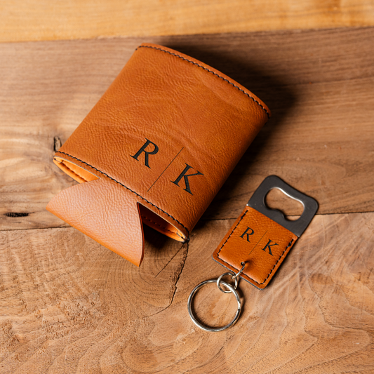 Custom Can Cooler & Bottle Opener Gift Set