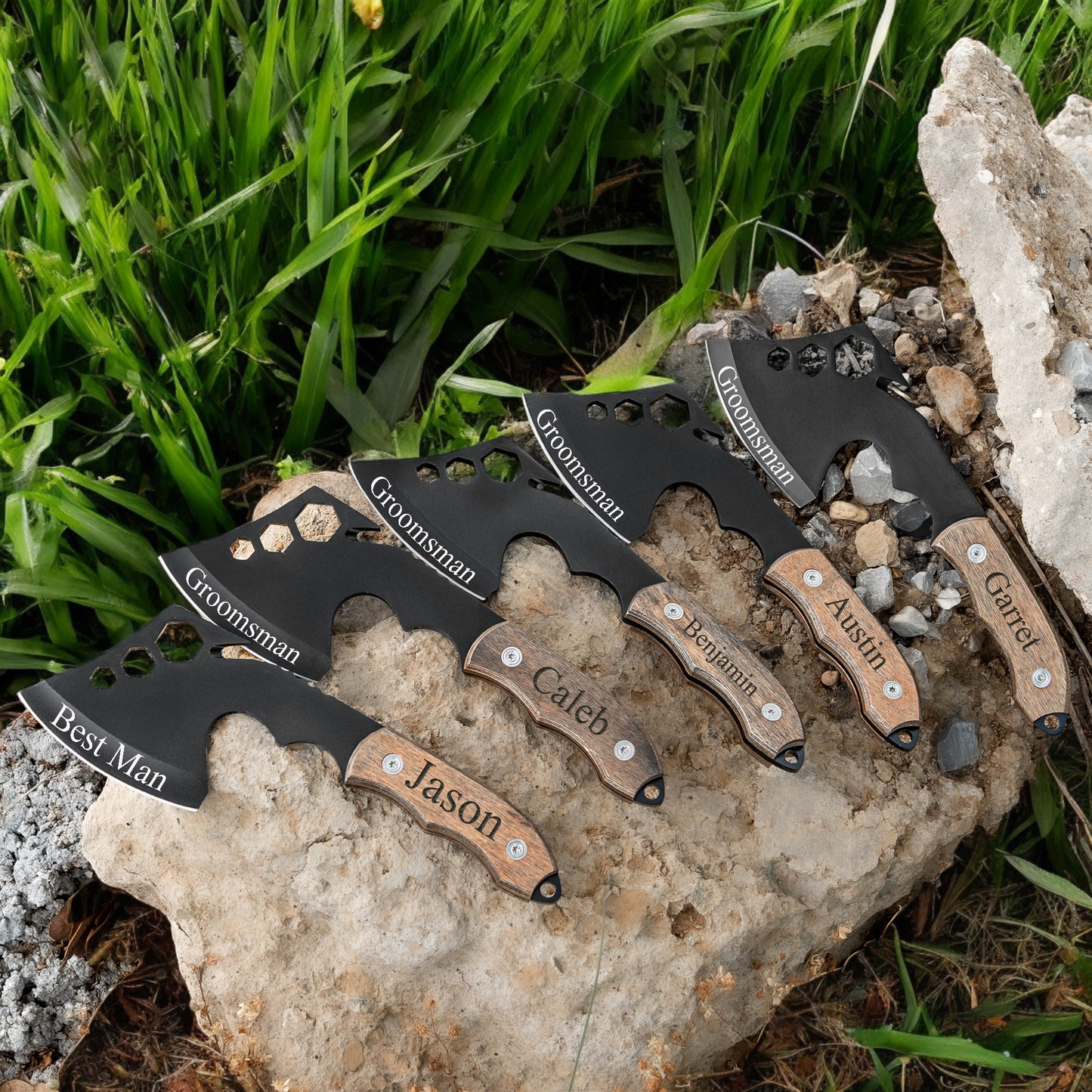 Groomsmen Set of 5 Custom Axes