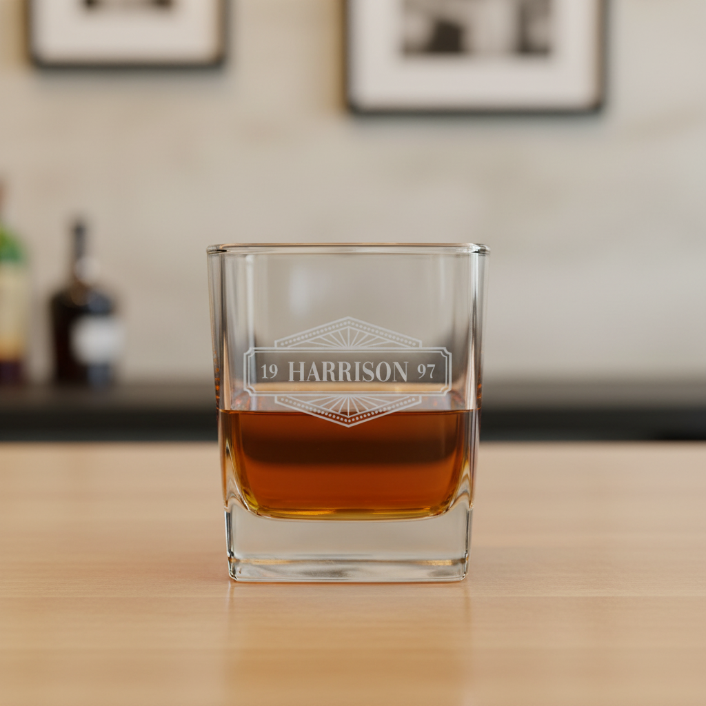 Engraved Square Whiskey Glass - Reserve Collection