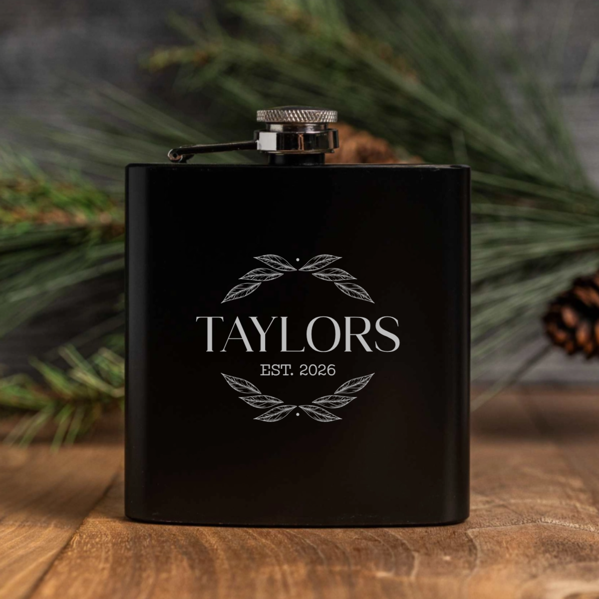 Engraved Black Powder Coated Flasks - Reserve Collection