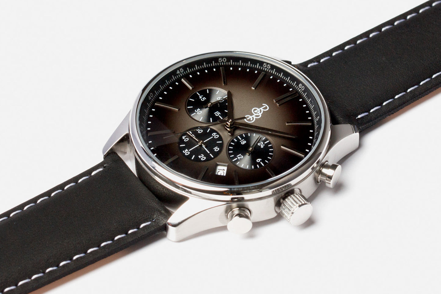 Gray Retro Chronograph wrist lifestyle shot, wedding day gift