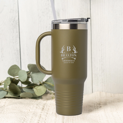 Personalized 40oz Wedding Tumbler Groomsmen, Best Man, Bridesmaids