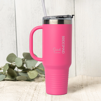 Personalized 40oz Wedding Tumbler Groomsmen, Best Man, Bridesmaids