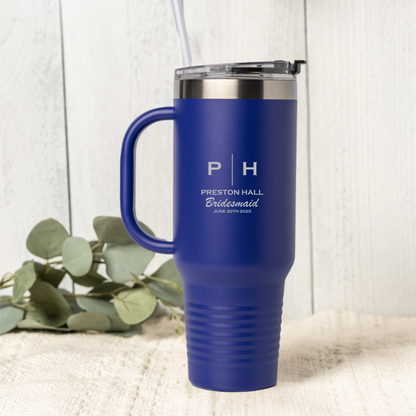 Personalized 40oz Wedding Tumbler Groomsmen, Best Man, Bridesmaids