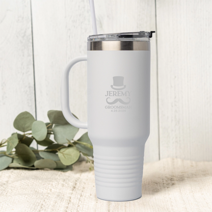 Personalized 40oz Wedding Tumbler Groomsmen, Best Man, Bridesmaids