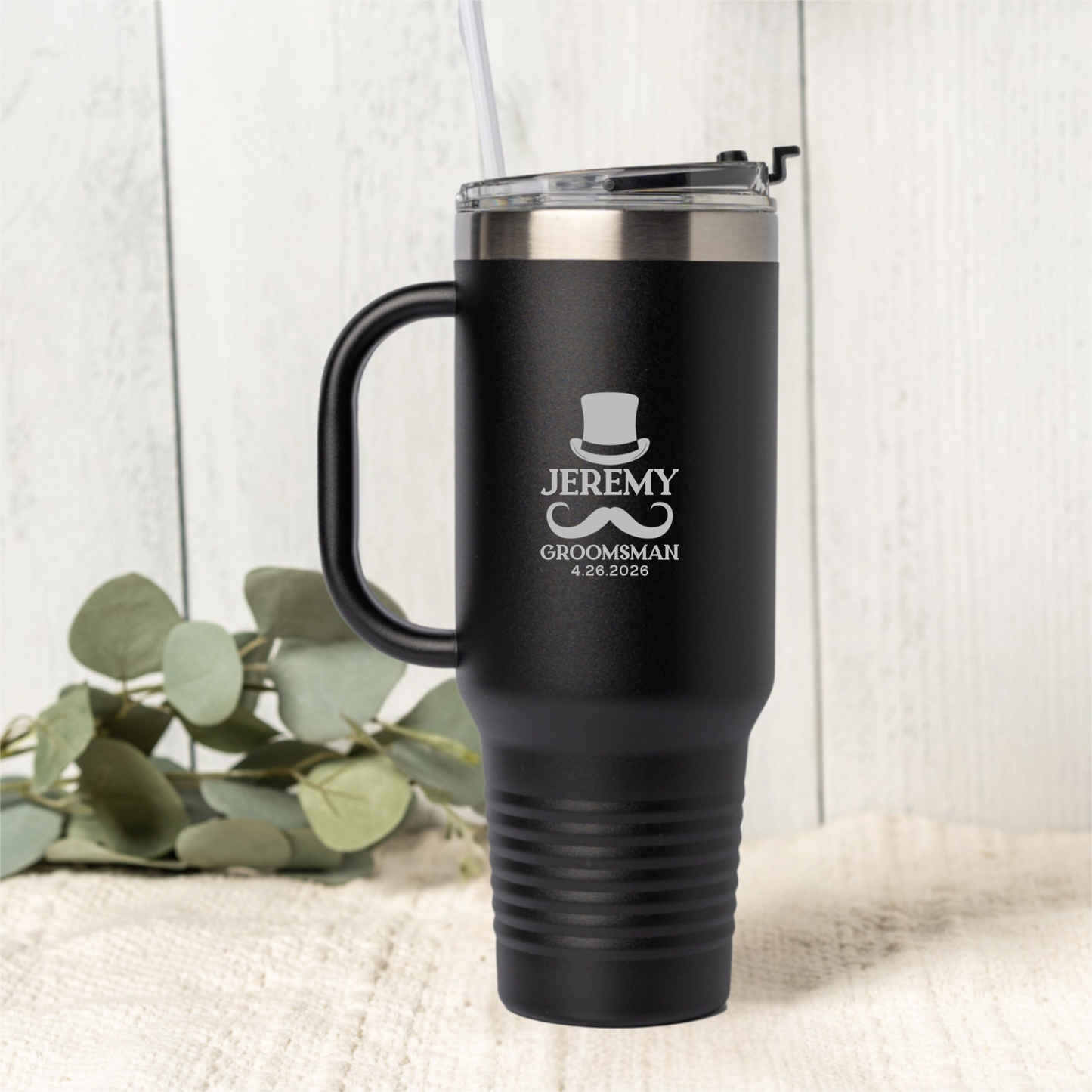 Personalized 40oz Wedding Tumbler Groomsmen, Best Man, Bridesmaids