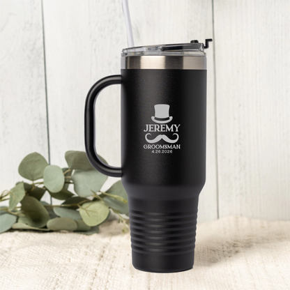 Personalized 40oz Wedding Tumbler Groomsmen, Best Man, Bridesmaids