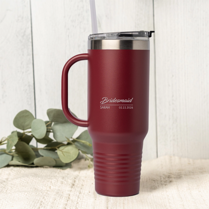 Personalized 40oz Wedding Tumbler Groomsmen, Best Man, Bridesmaids