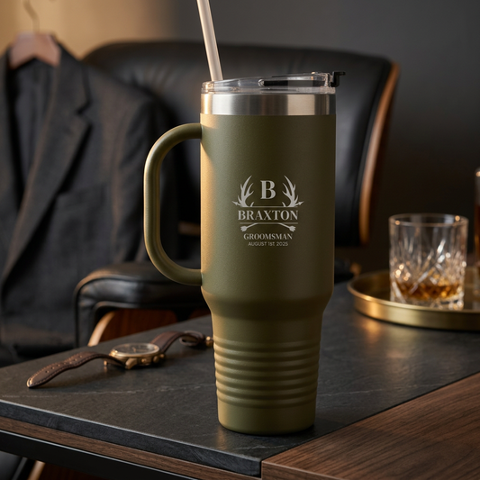 Personalized 40oz Wedding Tumbler Groomsmen, Best Man, Bridesmaids