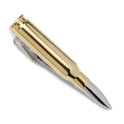50 cal bullet tie clip detail view, shooting range fan gift