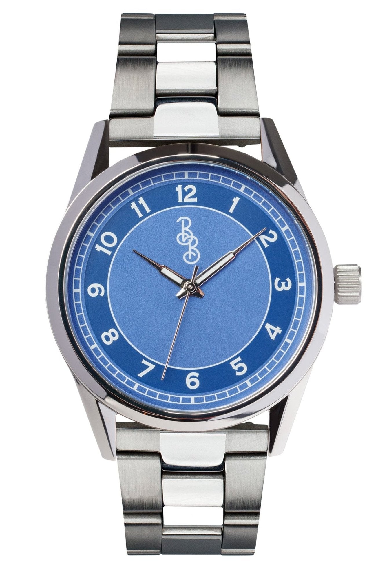 Blue Classic Watch on stainless steel bracelet, gift for him