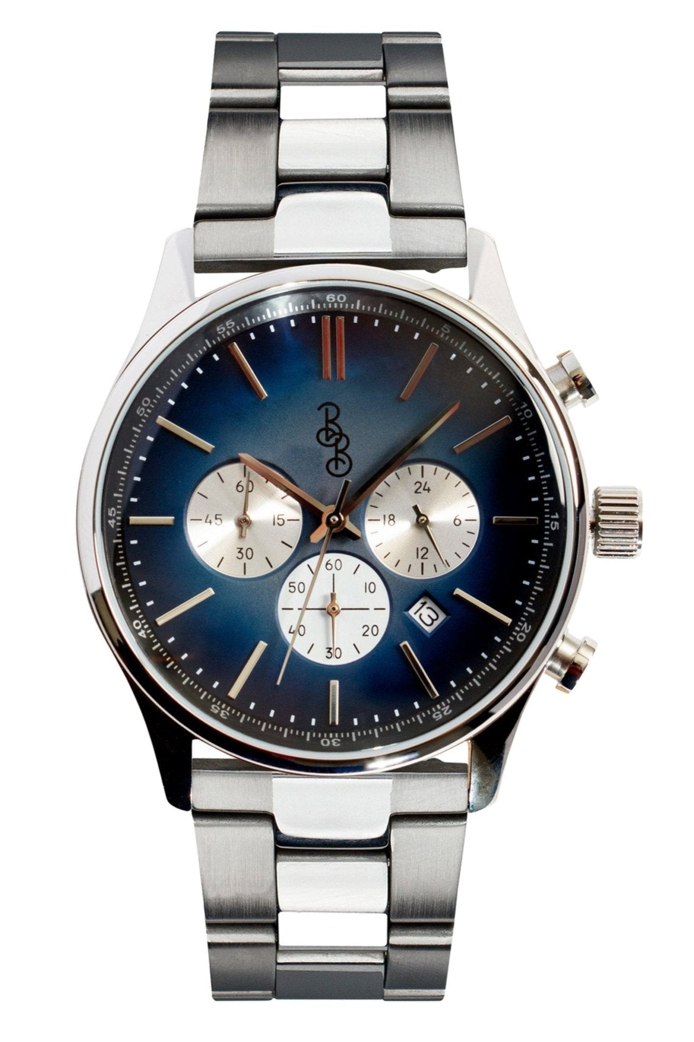 Blue Retro Chronograph stainless steel groomsman proposal gift