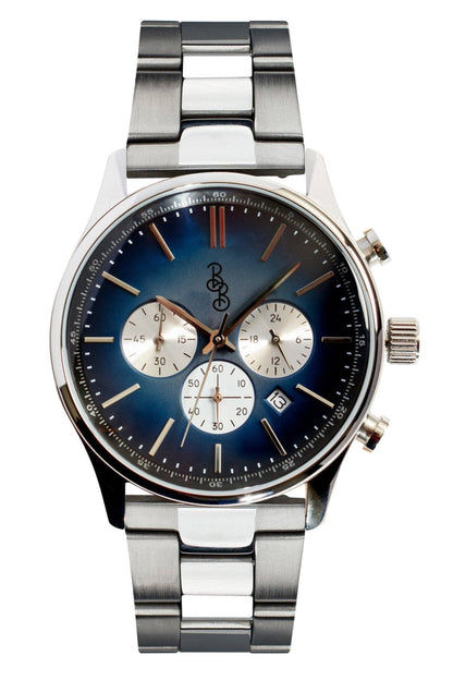 Blue Retro Chronograph stainless steel groomsman proposal gift