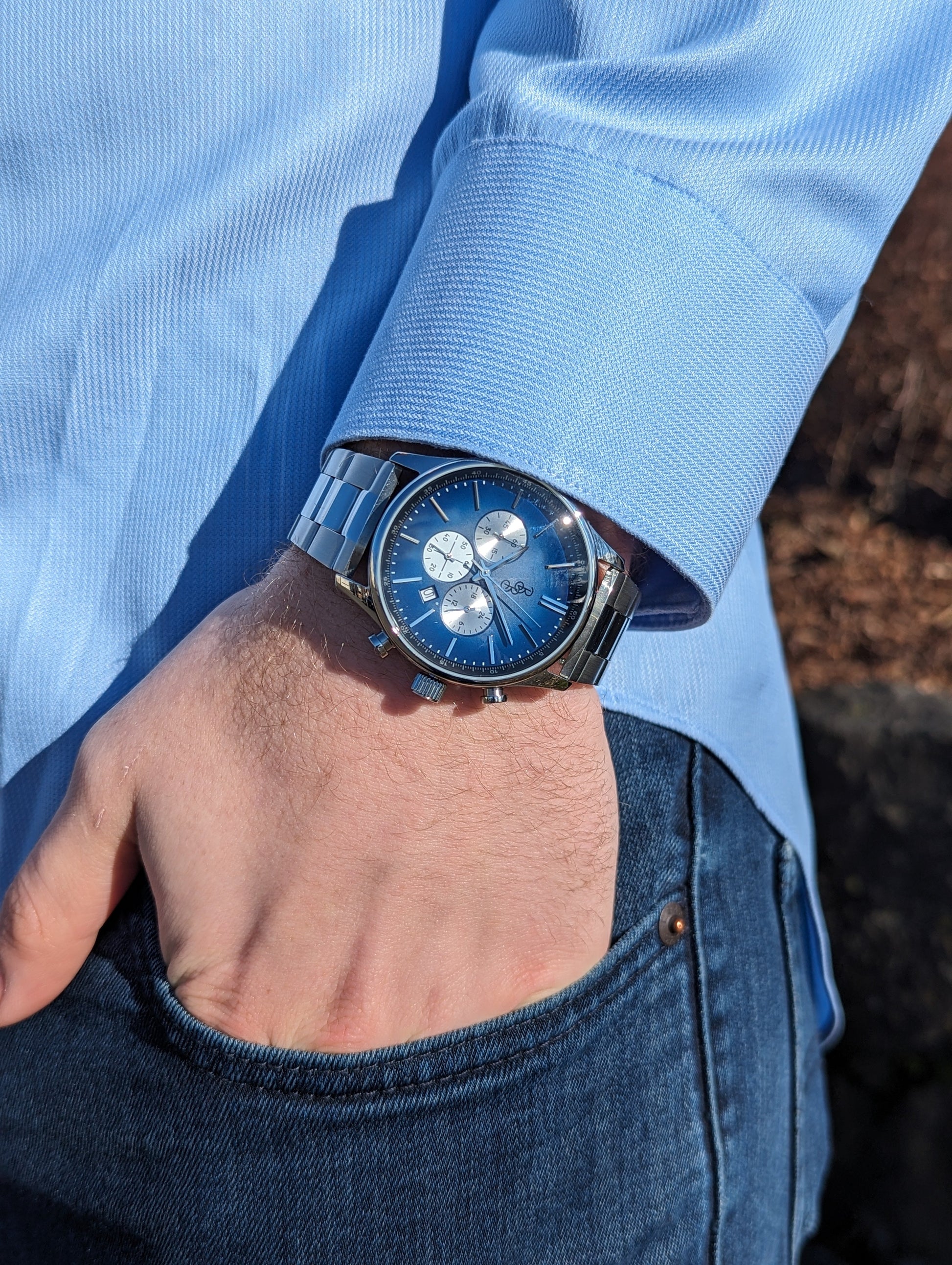 Blue Retro Chronograph pocket shot Father's Day gift