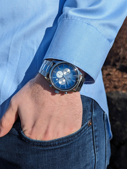 Blue Retro Chronograph pocket shot Father's Day gift