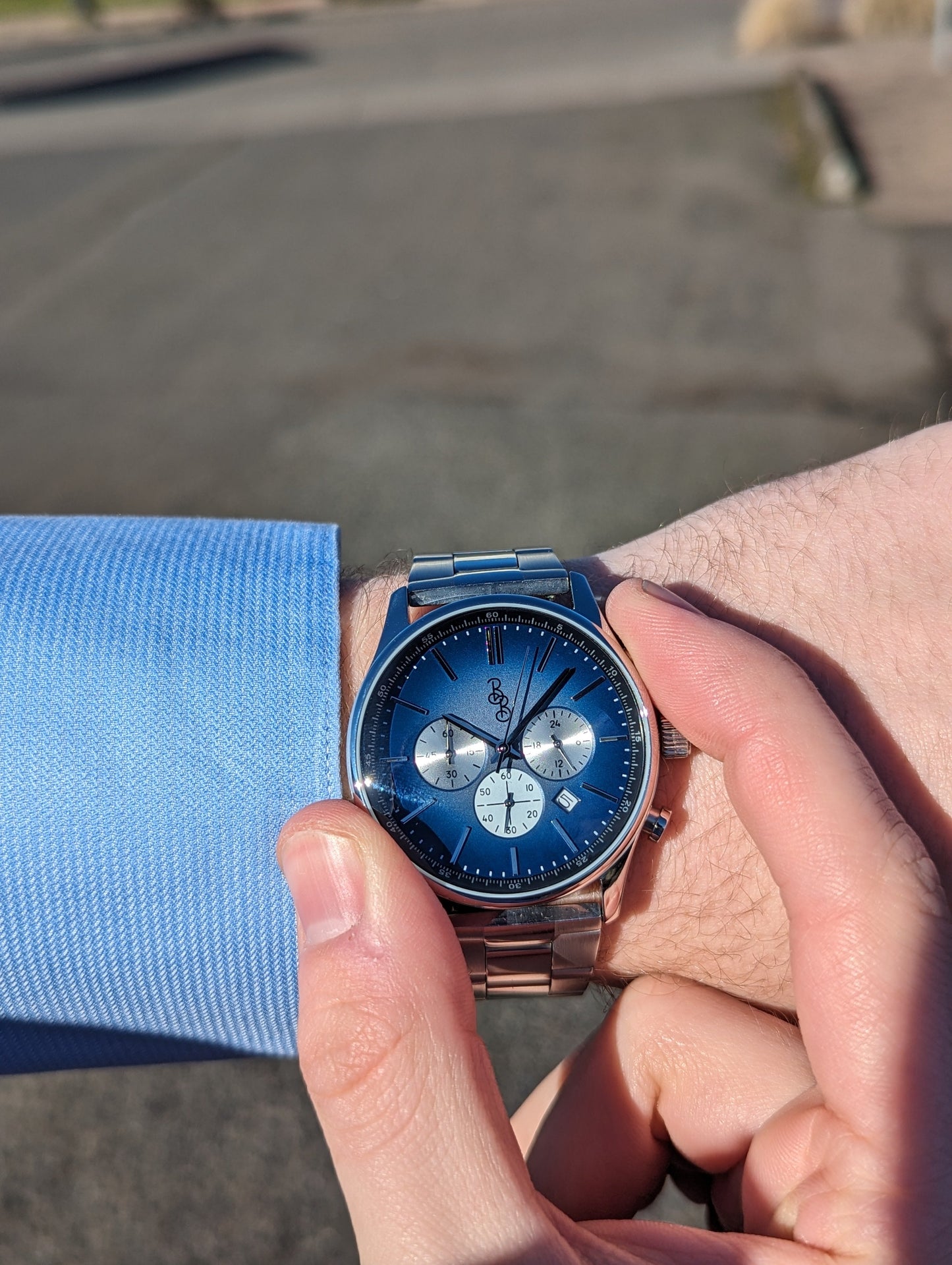Blue Retro Chronograph - personalized groomsmen gift