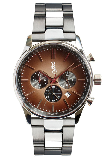 Brown Retro Chronograph on stainless steel bracelet, gift for him