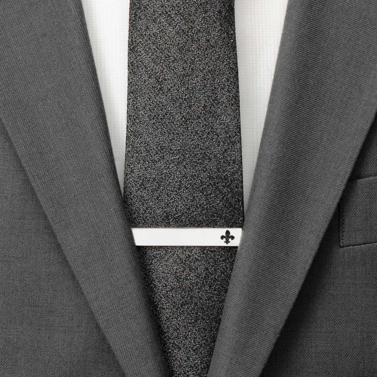 Fleur de lis cutout tie bar best man wedding accessory