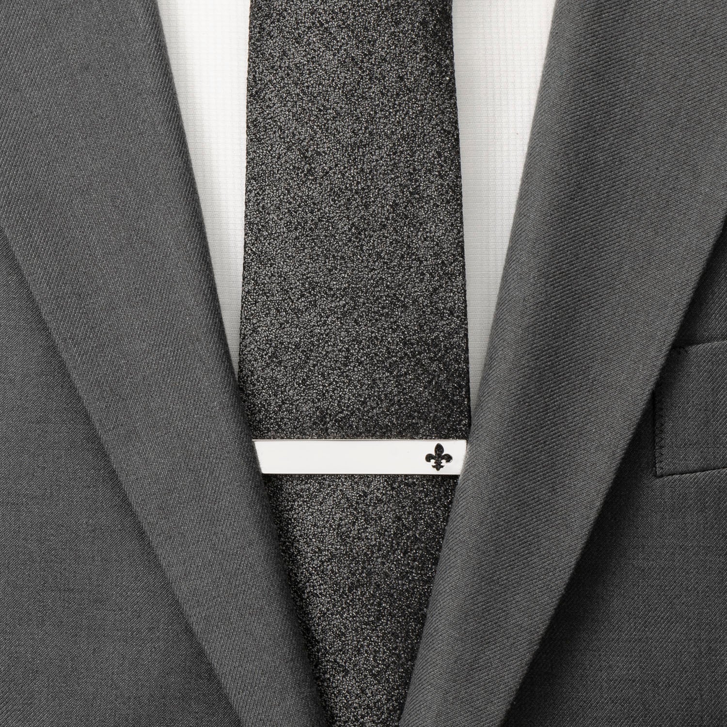 Fleur de lis cutout tie bar best man wedding accessory
