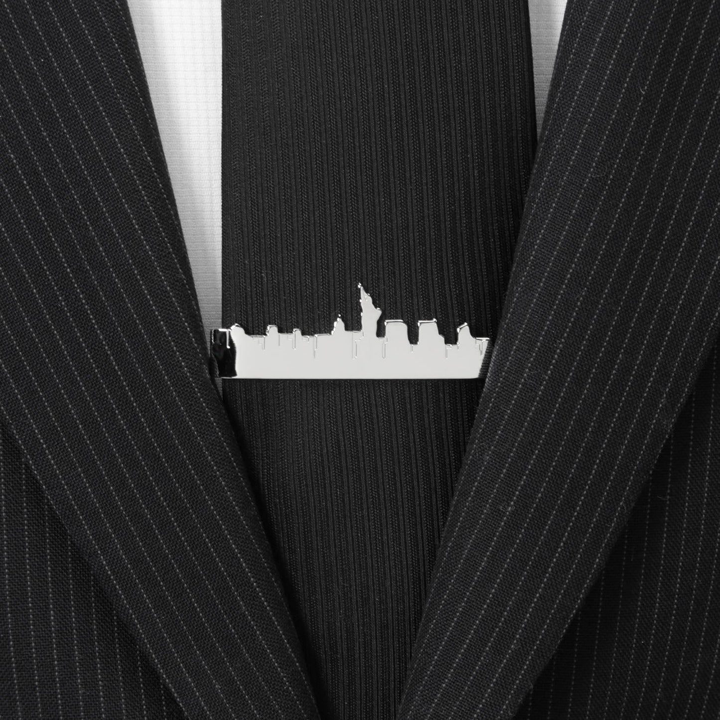 NYC skyline silhouette tie bar best man gift for him