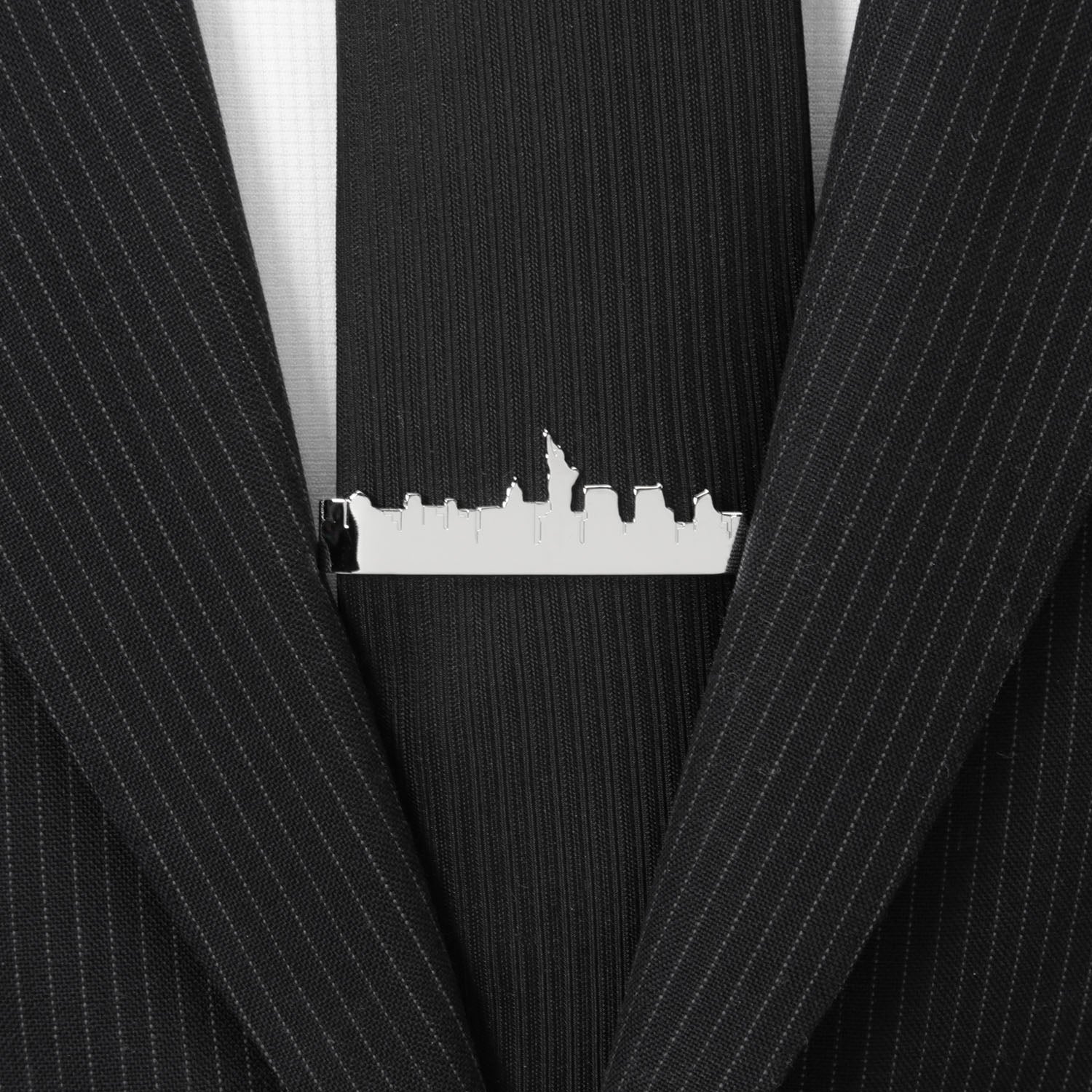 NYC skyline silhouette tie bar best man gift for him