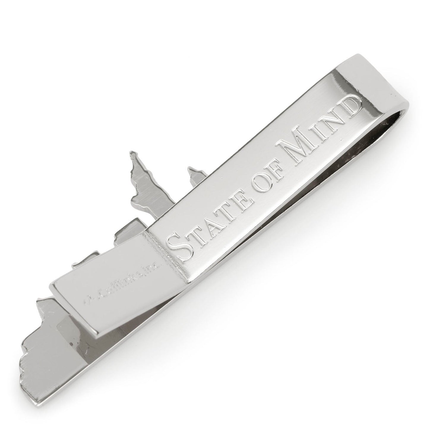 Polished silver New York skyline tie bar wedding party gift