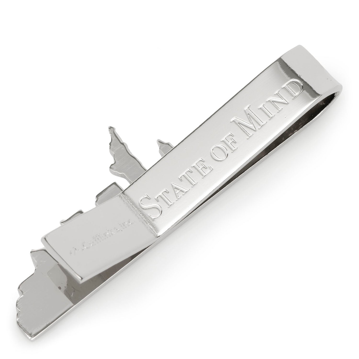 Polished silver New York skyline tie bar wedding party gift
