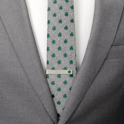 Shamrock front detail tie bar Irish best man gift