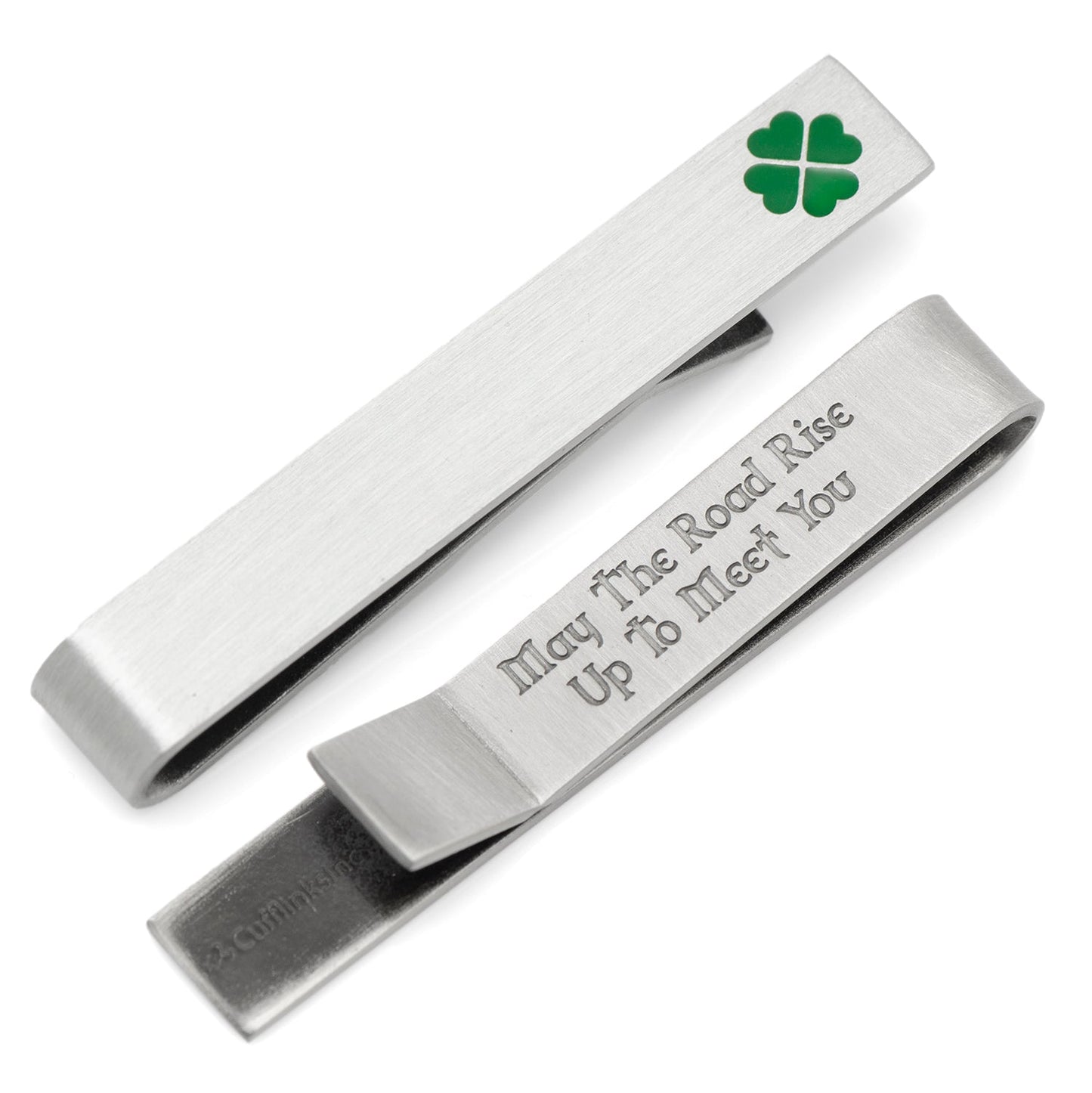 Shamrock Hidden Message Tie Bar - personalized groomsmen gift