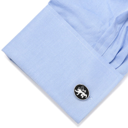 Lannister cufflinks on shirt cuff, officially licensed GoT fan gift