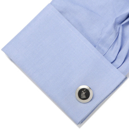 Stark sigil stainless steel cufflinks on shirt cuff, officially licensed