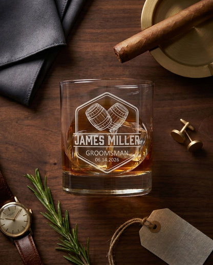 Personalized Lowball Whiskey Glasses - Gentleman Series