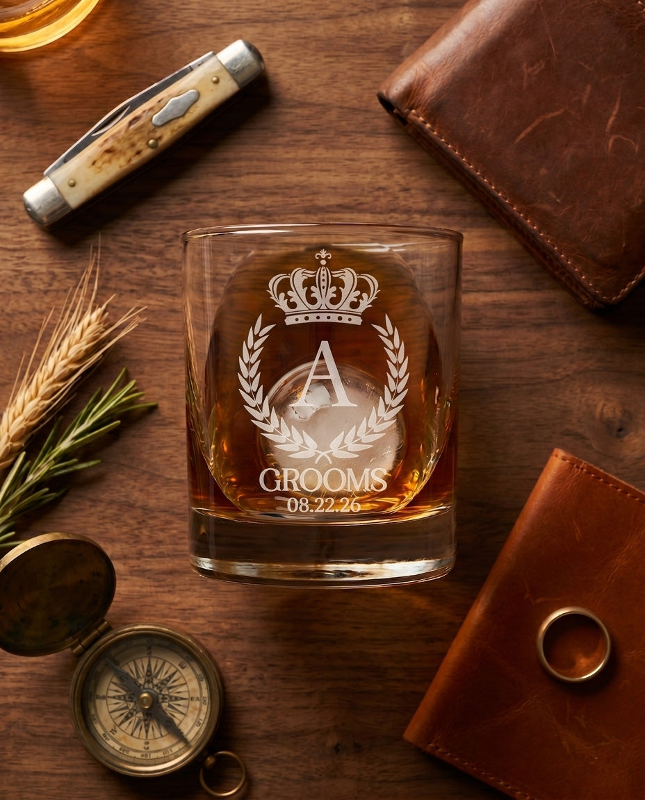 Personalized Lowball Whiskey Glasses - Gentleman Series