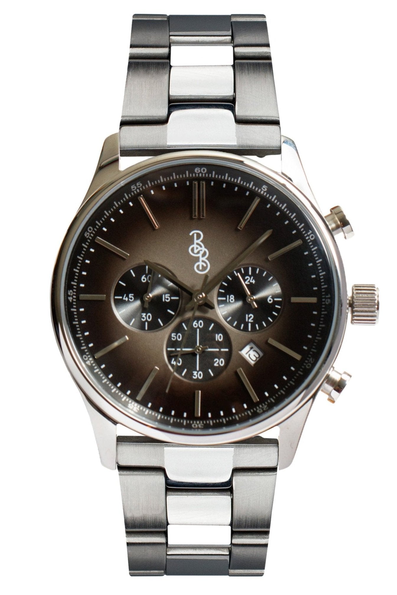 Gray Retro Chronograph on stainless steel bracelet, gift for him