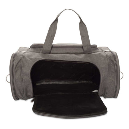 Personalized Grey Duffle Bag interior open view - custom weekender bag for men