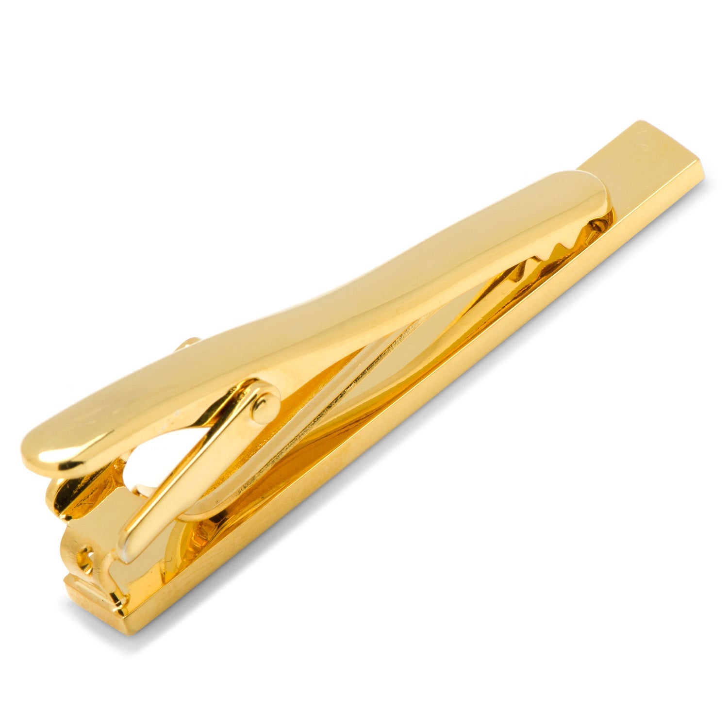 Gold and onyx tie clip angle view, best man gift for him