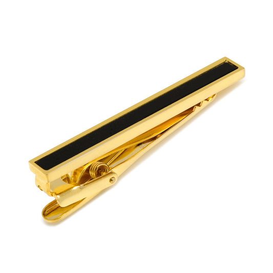 Gold and Onyx Inlaid Tie Clip - groomsmen wedding gift for him