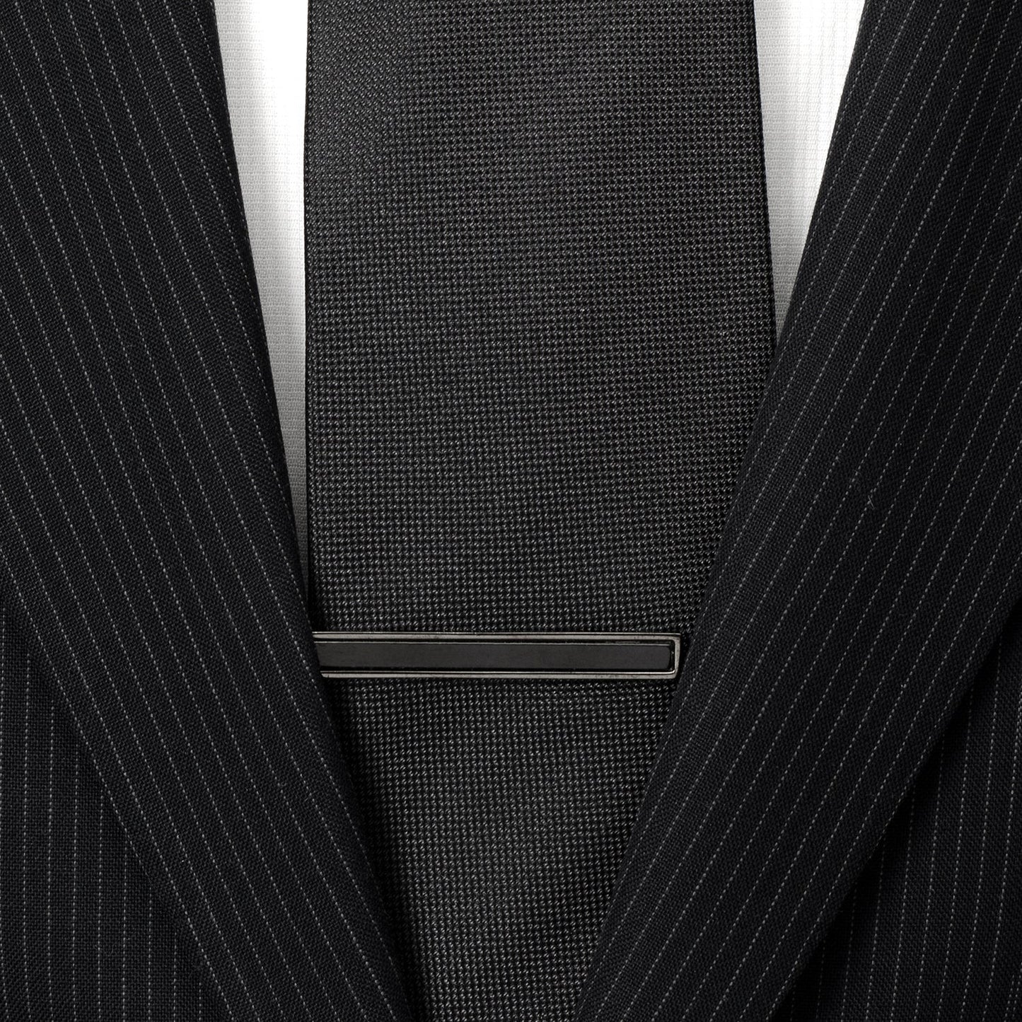 Gunmetal onyx inlay tie clip angle view, groomsmen gift for him