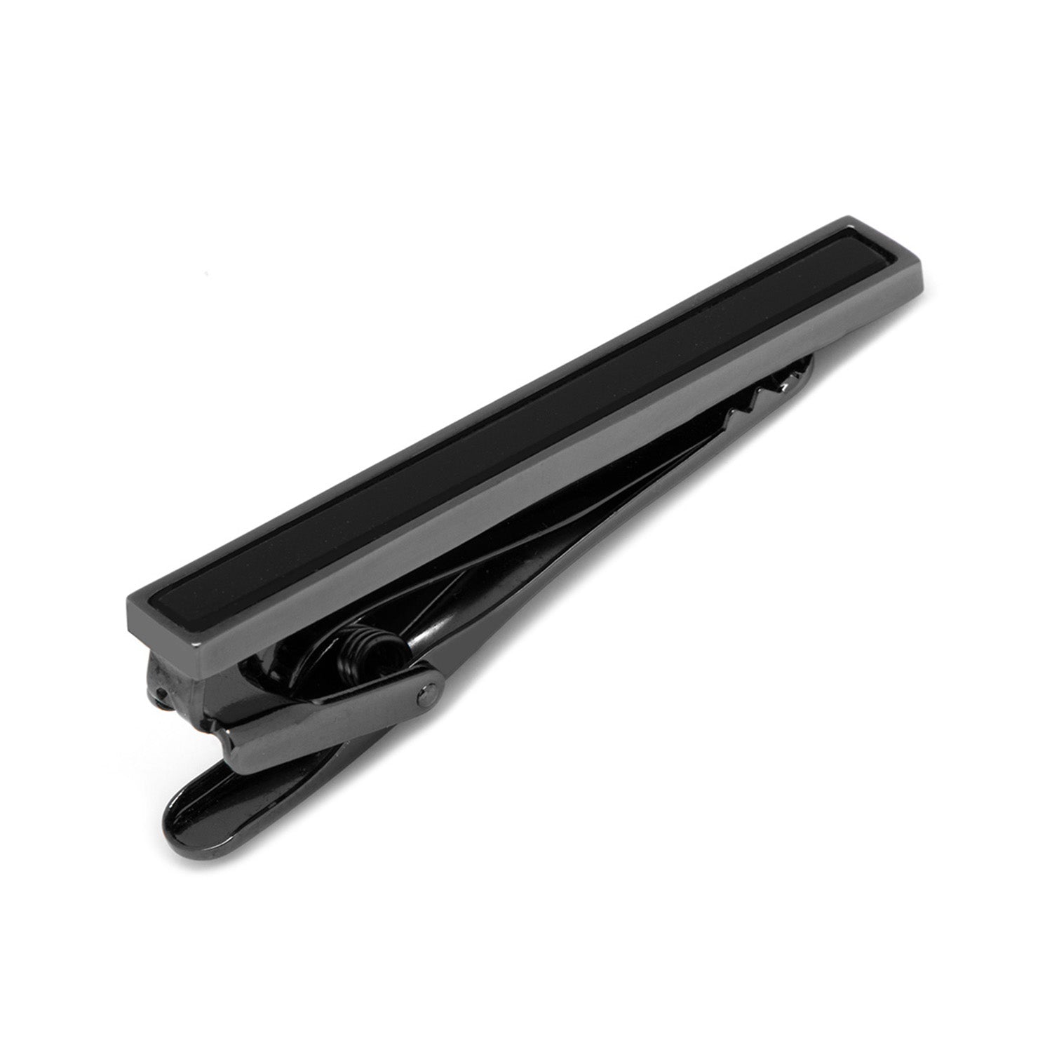 Gunmetal and Onyx Inlaid Tie Clip - personalized groomsmen gift