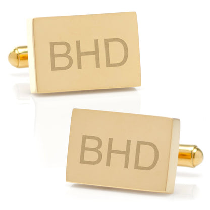 Gold plated block cufflinks side profile, anniversary gift for him