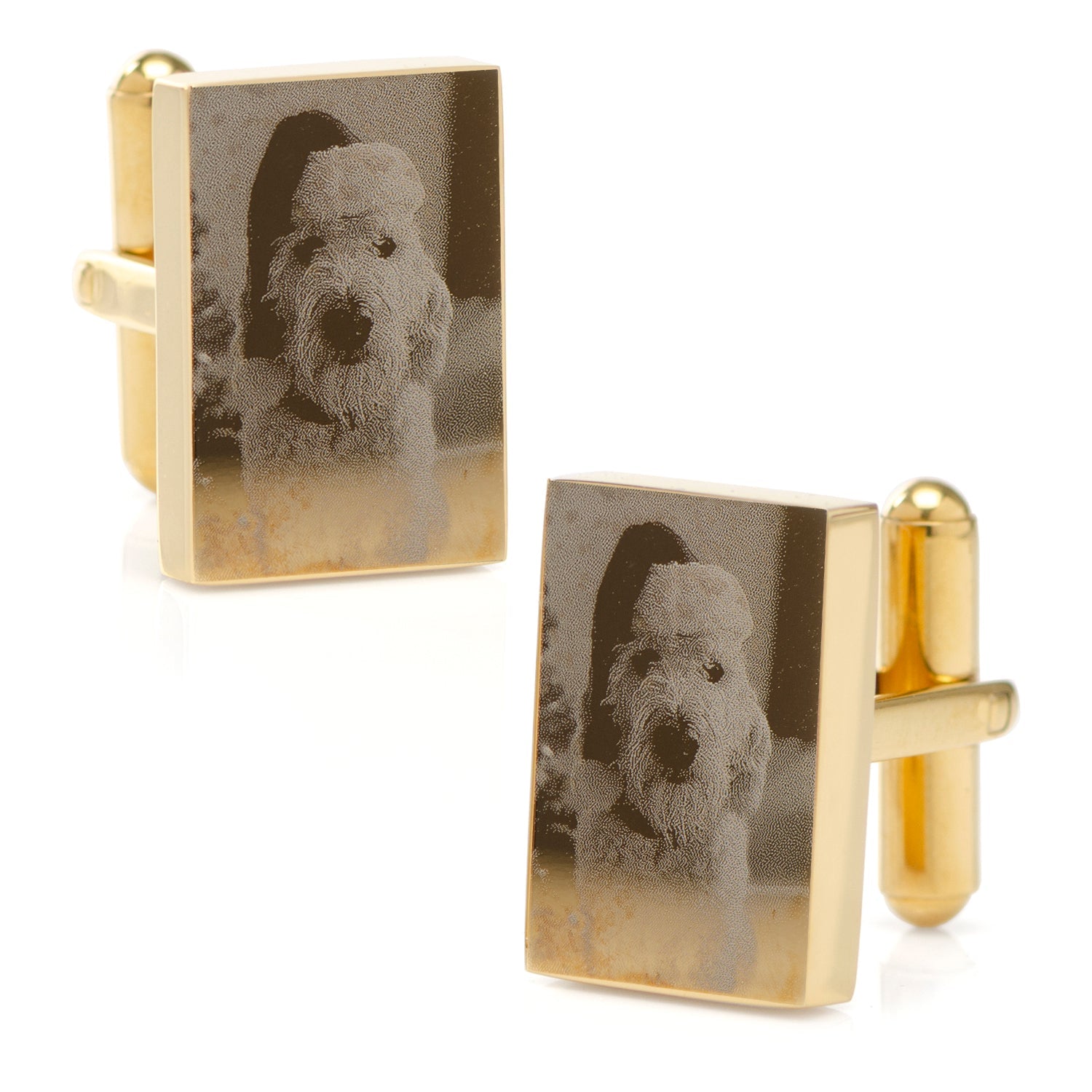 Gold plated engravable cufflinks pair, Father's Day gift for him