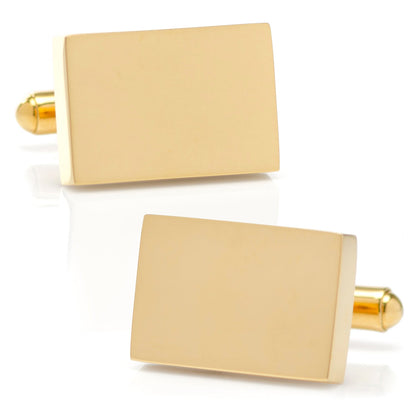 Stainless Steel Gold Plated Block Engravable Cufflinks - groomsmen gift