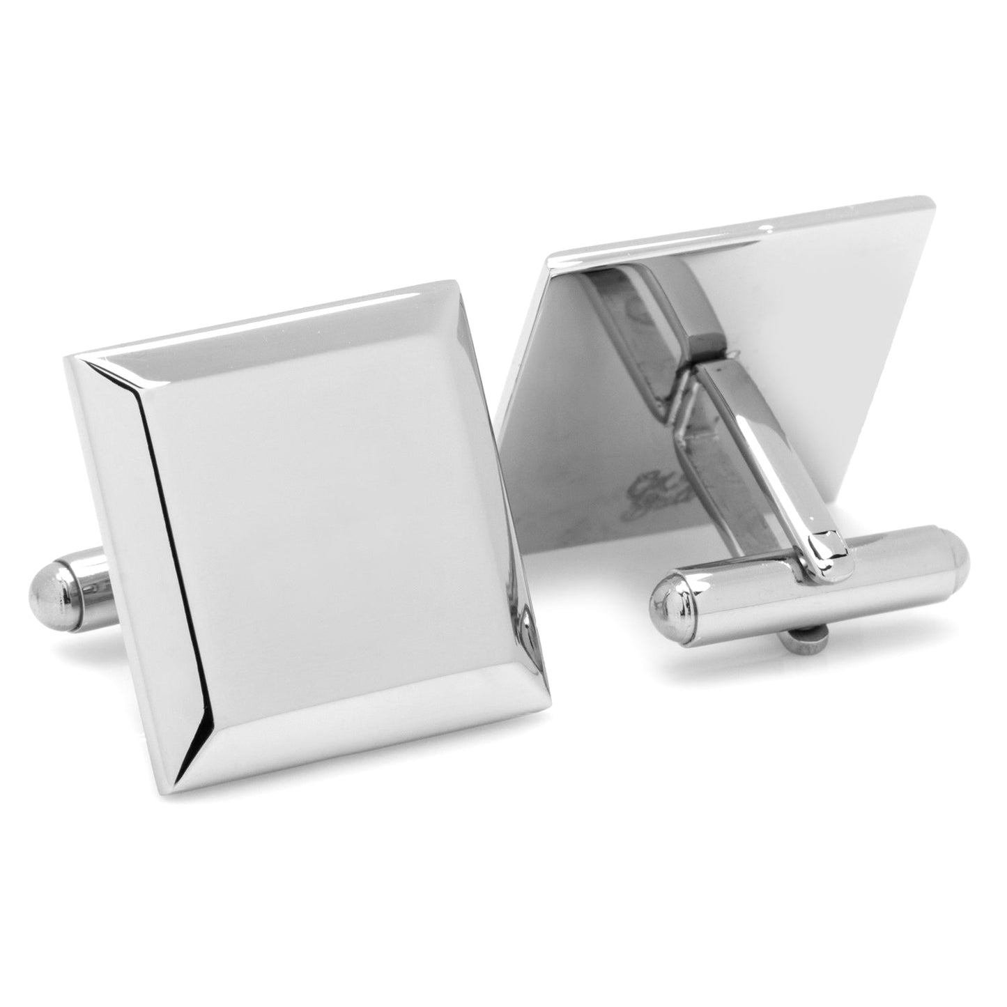 Stainless Steel Beveled Edge Engravable Square Cufflinks