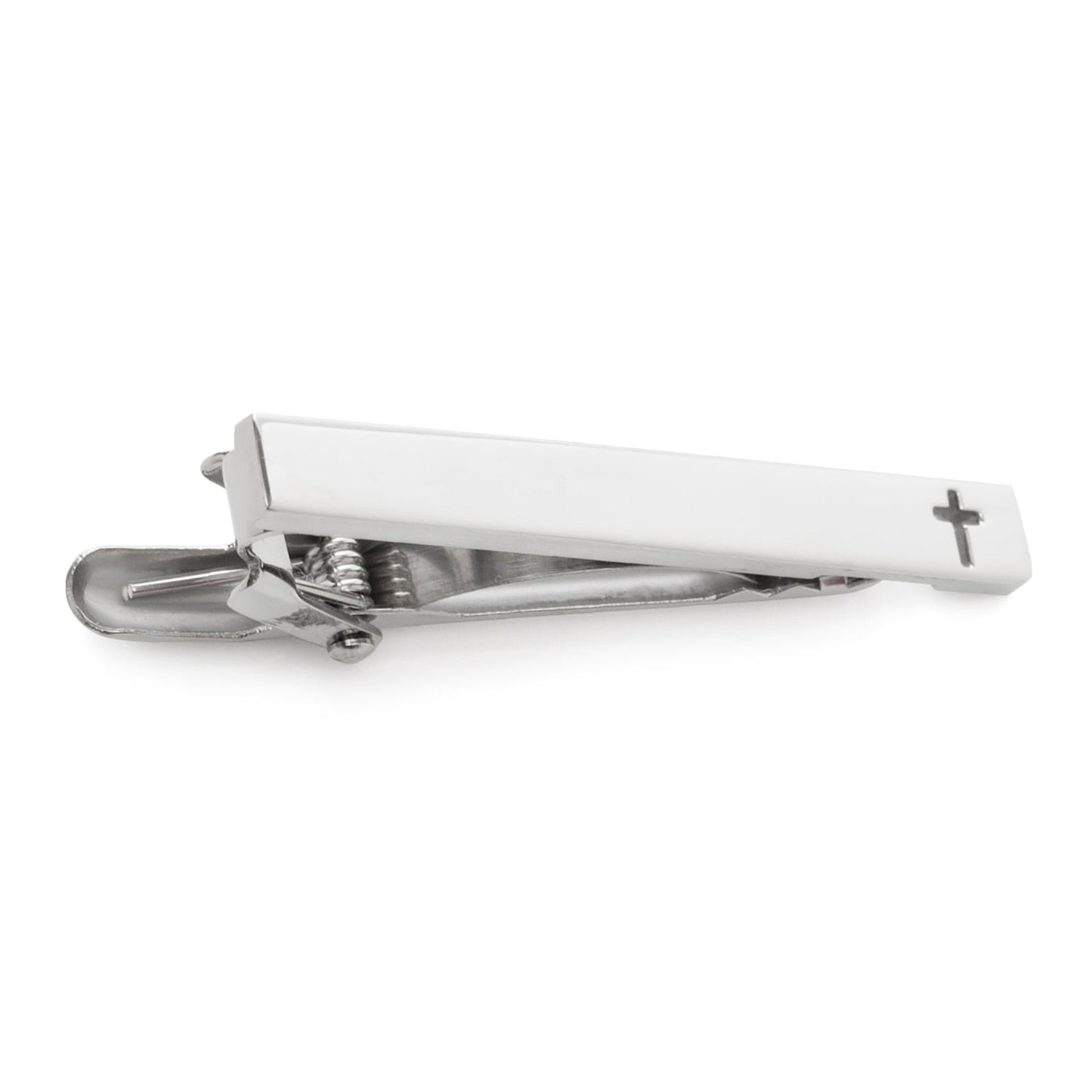 Cross cutout tie clip back detail, anniversary gift for him