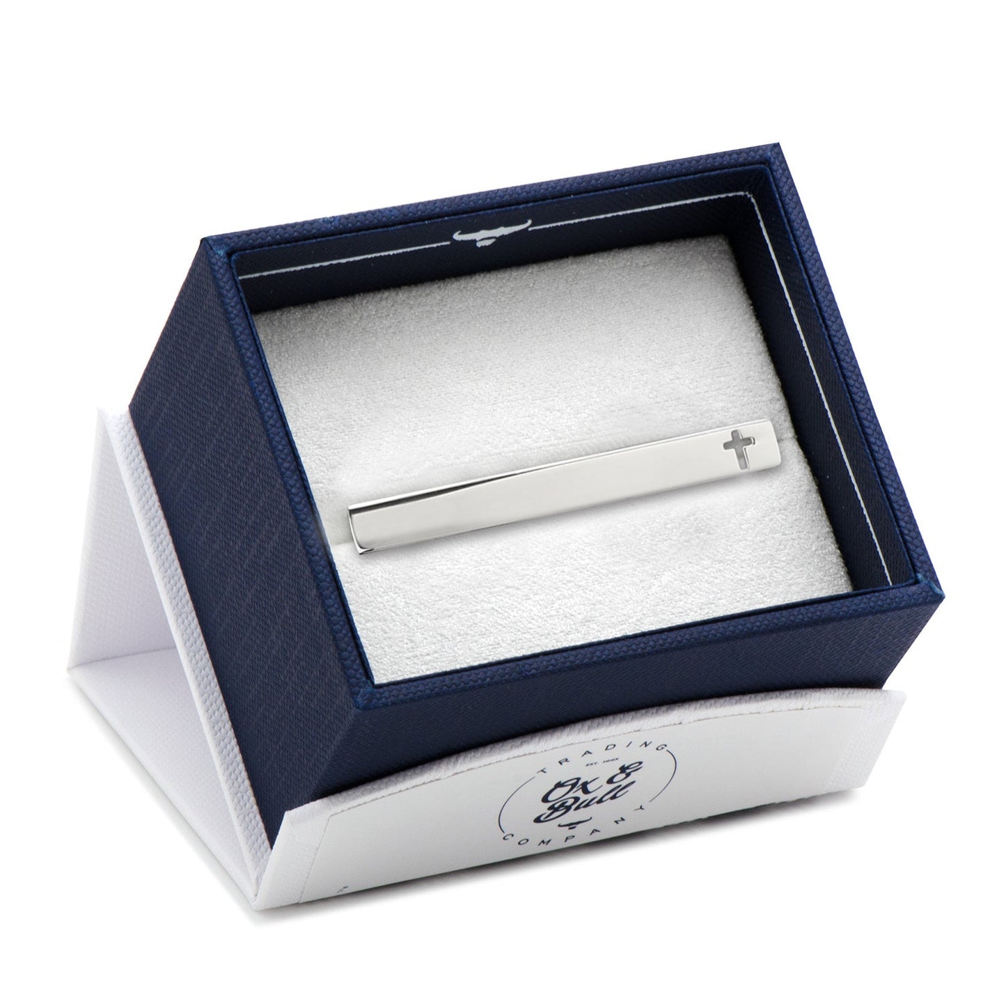 Cross cutout tie clip side profile, faith-themed wedding gift