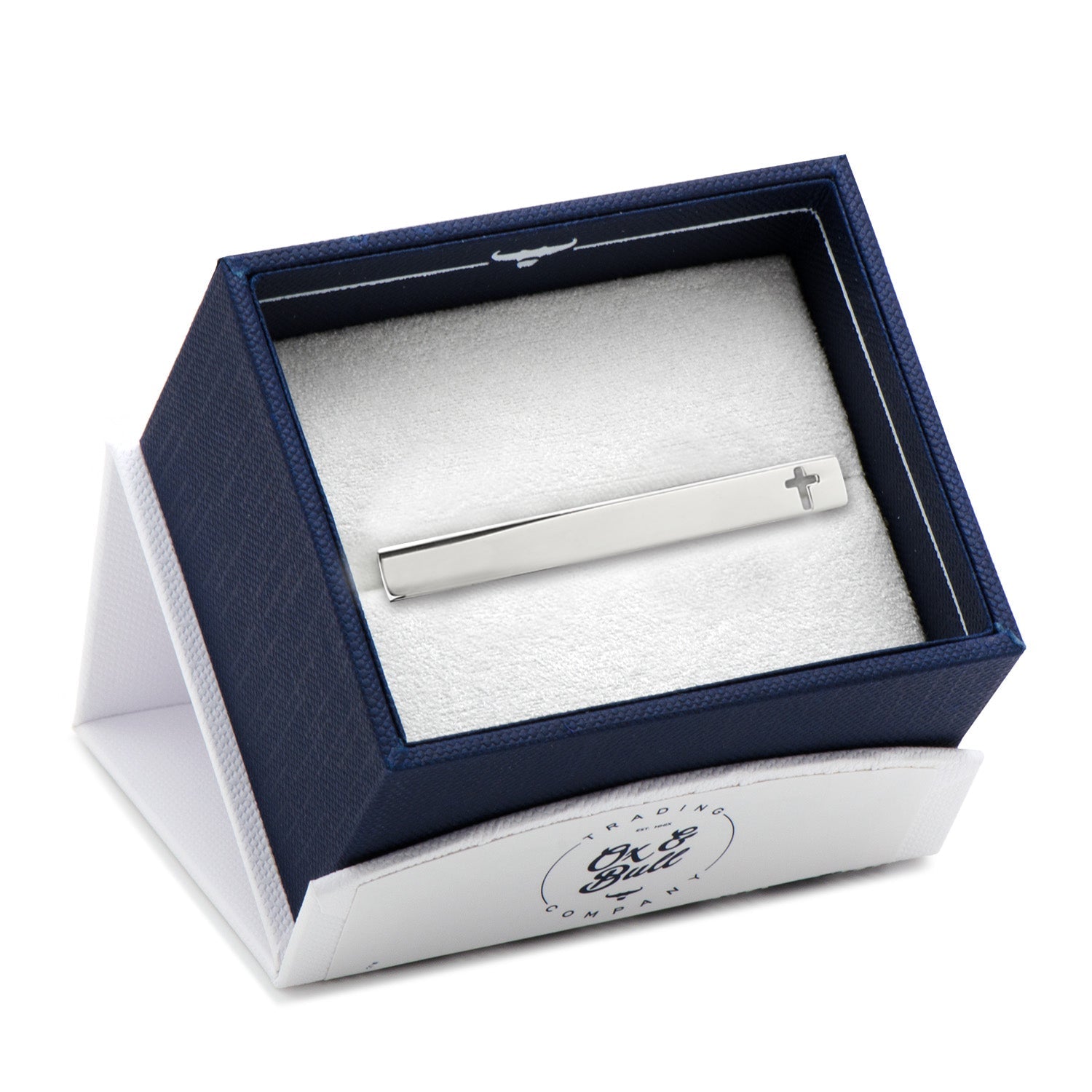 Cross cutout tie clip side profile, faith-themed wedding gift