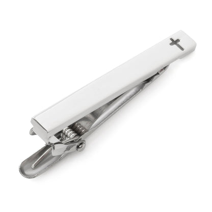 Cross Cutout Stainless Steel Tie Clip - faith-themed groomsmen gift