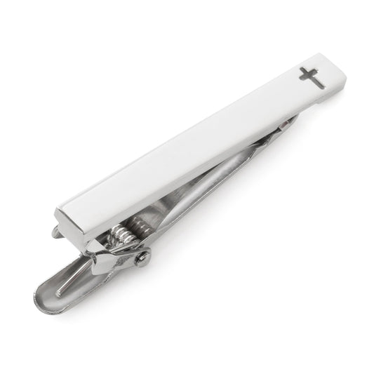 Cross Cutout Stainless Steel Tie Clip - faith-themed groomsmen gift